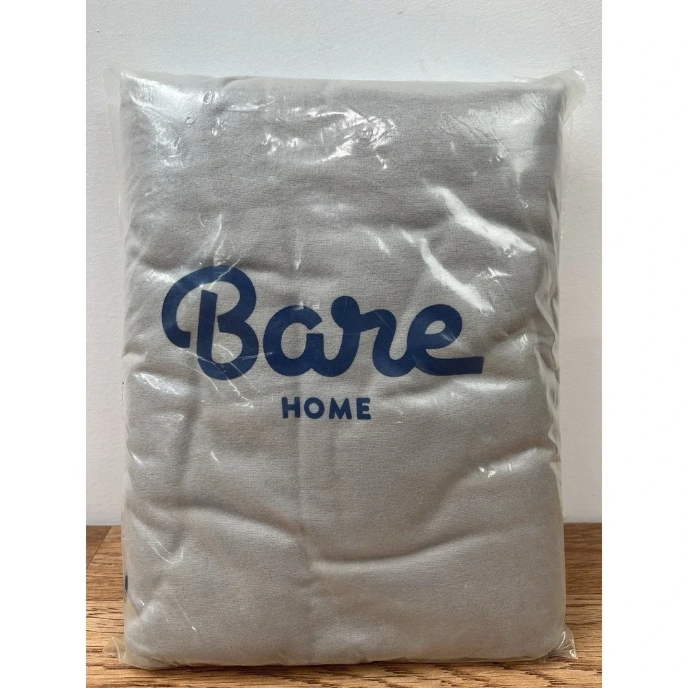 Bare‎ Home Set of 2 King Size Pillowcases in Light Grey, 100% Cotton Flannel NEW